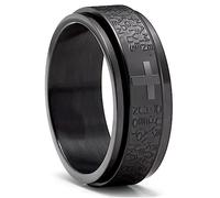 Adreamz 8mm Silver Women Lord's Prayer Cross Stainless Steel Spinner Ring for Anxiety Wedding Band Anxiety Cross Engraved Rings Spinner Stainless Steel Ring Mens, Metal, No Gemstone