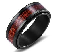 Adreamz 8mm Spinner Black/Blue/Silver Carbon Fiber Ring Black Spinner Anxiety Fidget Carbon Fiber Ring Wedding Band Stainless Steel Polished Finish Comfort Fit, 8 UK, Stainless Steel, No Gemstone