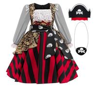 ADREIT Pirate Costume for Girls, Princess Boucanère Costume for Children with Accessories, Halloween Cosplay Party Costume