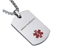 Adrenal Insufficiency Medical Necklace for Men Women - Stainelss Steel Name Allergies ICE Custom Dog Tag Medical ID Pendant Medic Alert Necklace Adrenal Insufficiency Jewelry for Man Woman