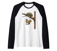 Adrenaline Junkie Skydiving Squirrel with Acorn Raglan Baseball Tee