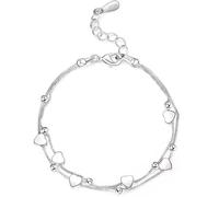 AdrEta Heart Friendship Bracelets for Women Best Friend Adjustable Close Relationship Sterling Silver Bracelet S925 Women Bracelet
