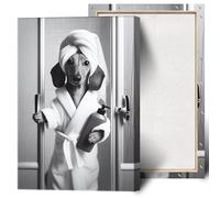 ADRHGCY Funny Cute Dachshund Posters Petshop Humor Dog Wall Art Animal In Toilet Dachshund Dog Holding Shower Gel Prints Painting For Bathroom Home Bedroom Dorm Wall Decor 12x16in Framed