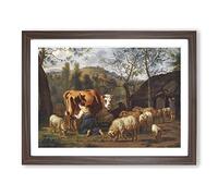 Adriaen van de Velde Milk Maid Classic Painting Framed Wall Art Print, Ready to Hang Picture for Living Room Bedroom Home Office Décor, Walnut A3 (46 x 34 cm)