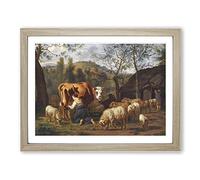Adriaen van de Velde Milk Maid Classic Painting Framed Wall Art Print, Ready to Hang Picture for Living Room Bedroom Home Office Décor, Oak A4 (34 x 25 cm)
