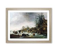 Adriaen Van Ostade Landscape Winter Time Classic Painting Framed Print | A2 Oak Framed Wall Art | Ready to Hang | Classic Landscape Picture | Living Room Bedroom Lounge Office