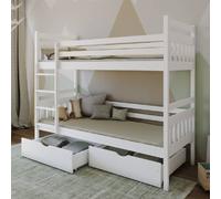 adrian wooden bunk bed with bonnell mattress in matt white