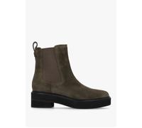 Adrianna Dark Olive Suede Chunky Chelsea Boots - Khaki Suede / 6