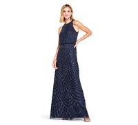 Adrianna Papell Beaded Halter Gown Metallic