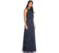 Adrianna Papell Beaded Halter Gown Metallic