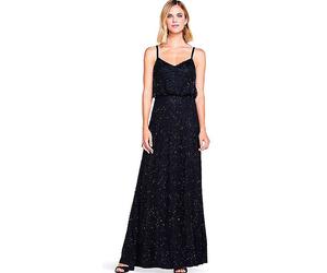 Adrianna Papell Blouson Beaded Gown Black
