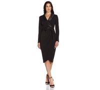 Adrianna Papell Knit Crepe Tuxedo Wrap Dress In Black Black 8