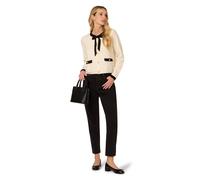 Adrianna Papell Long Sleeve Crew Neck Contrast Bow Neck Cardigan Sweater In Black Black XL