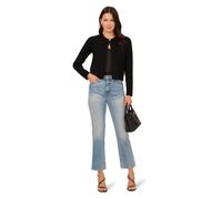 Adrianna Papell Long Sleeve Crew Neck One Button Closure Cardigan Sweater In Black Black S