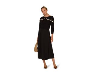 Adrianna Papell Off The Shoulder Tipped Big Bow Tie Long Sleeve Sweater In Black Black