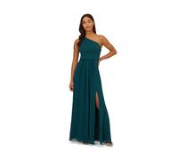 Adrianna Papell One Shoulder Chiffon Gown In Dark Green Dark Green 18