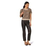 Adrianna Papell Patterned Crew Neck Sweater In Black Black M