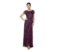 Adrianna Papell Women's Short-Sleeve All Over Sequin Gown Special Occasion Dress, Cabernet, 18