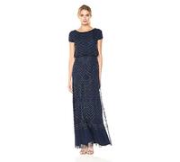 Adrianna Papell Women's Short Sleeve Blouson Beaded Gown Special Occasion Dress
