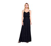 Adrianna Papell Women's Art Deco Beaded Blouson Gown Dress, Black, 20