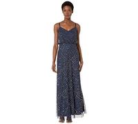 Adrianna Papell Women's Art Deco Beaded Blouson Gown Dress, Navy, 20