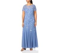Adrianna Papell Women's Bead Long Dress with Godets, French Blue, 20 Plus