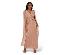 Adrianna Papell Women's Beaded Cape Long Dress, Rose Gold, 12