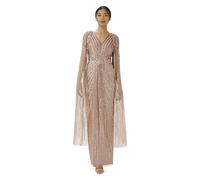Adrianna Papell Womens Beaded Cape Long Dress, Rose Gold, 8