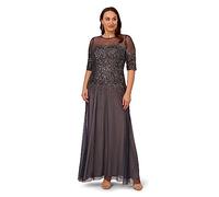 Adrianna Papell Women's Beaded Illusion Gown 3/4 Sleeve Dress