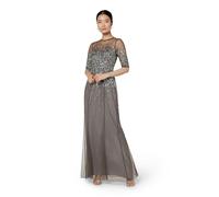 Adrianna Papell Women's Beaded Illusion Gown 3/4 Sleeve Dress