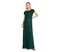 Adrianna Papell Women's Short Sleeve Blouson Beaded Gown Formal Night Out Dress, Dusty Emerald, 14