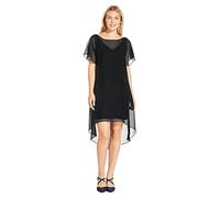 Adrianna Papell Women's Flutter Sleeve Chiffon Dress with High Low Hemline Cocktail, Black, Large