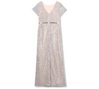 Adrianna Papell Womens Column Sequin Gown, Silver/Nude, 18