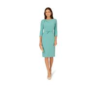Adrianna Papell Women's Drape Neck Sheath Midi Dress in Aqua | Size: 14 Adrianna Papell Aqua 14