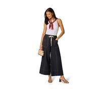 Adrianna Papell Women's Drawstring Tie Contrast Stitch Detail Wide Leg Pull On Trousers in Navy | Size: XL