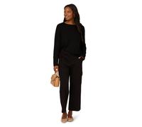 Adrianna Papell Women's Exposed Seam Seed Stitch Sweater With Long Raglan Sleeves in Black | Size: Large