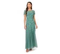 Adrianna Papell Women's Floral Beaded Godet Gown Dress, Green Slate, 12