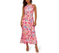 Adrianna Papell Women's Floral Chiffon Halter Dress, Ivory Multi, 12