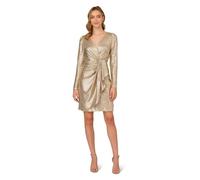 Adrianna Papell Women's Foiled Knit Draped Dress, Light Gold, 12