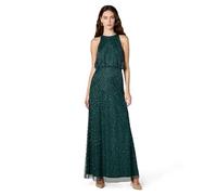 Adrianna Papell Women's Halter Art Deco Beaded Blouson Dress, Dusty Emerald, 16