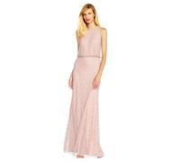 Adrianna Papell Women's Halter Art Deco Beaded Blouson Dress Special Occasion, Blush, 10