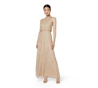 Adrianna Papell Women's Halter Art Deco Beaded Blouson Dress Special Occasion, Champagne/Gold, 14