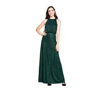 Adrianna Papell Women's Halter Art Deco Beaded Blouson Dress Special Occasion, Dusty Emerald, 20