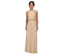 Adrianna Papell Women's Halter Art Deco Beaded Blouson Dress Special Occasion, Nude, 8