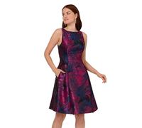 Adrianna Papell Women's Jacquard Envelope Short Dress, Navy/Orchid, 16