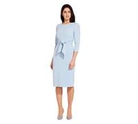 Adrianna Papell Women's Knit Crepe Tie Waist Sheath Dress, Blue Mist, 8