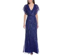 Adrianna Papell Women's Long Beaded Gown Special Occasion Dress, Ultra Blue, 12