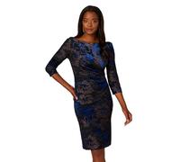 Adrianna Papell Women's Metallic Velvet Cowl Dress, Black/Blue, 20