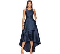 Adrianna Papell Women's Mikado High Low Gown | Sleeveless Halter Top Dress with Ruffled Skirt & Luxe Mikado Fabric