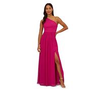 Adrianna Papell Women's One Shoulder Chiffon Gown Special Occasion Dress, Bright Magenta, 14
